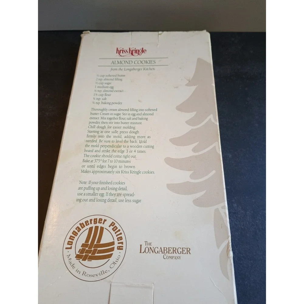 Vintage Longaberger Pottery Cookie Mold 1991 Kris Kringle Christmas Santa Cutter